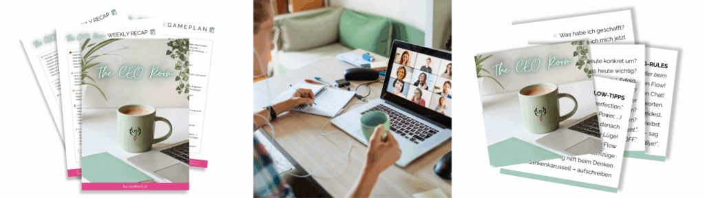 Checklisten, die dir im CEO Room zur Verfügung stehen. Zoom-Call mit CEO Room-TeilnehmerInnen