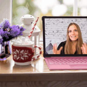 Zoom-Call mit Rosa, Weihnachts-Deko